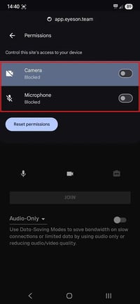 camera and microphon permisison blocked
