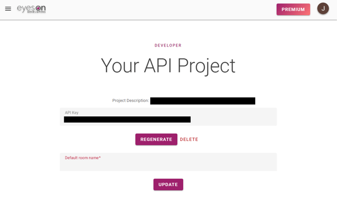 Screenshot API Projekt - API Key