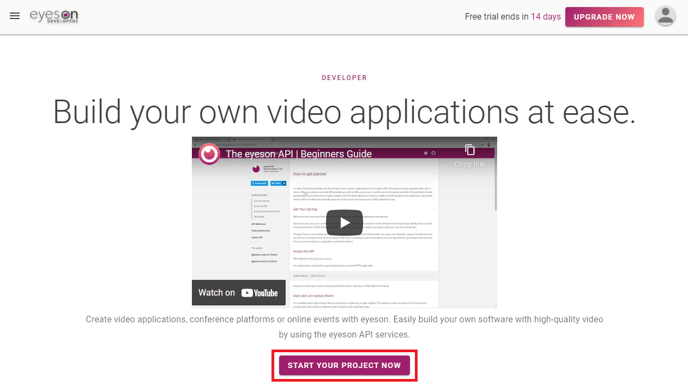 Screenshot API Project Start Button