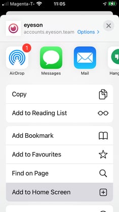manually select Add to Home Screen for iOS