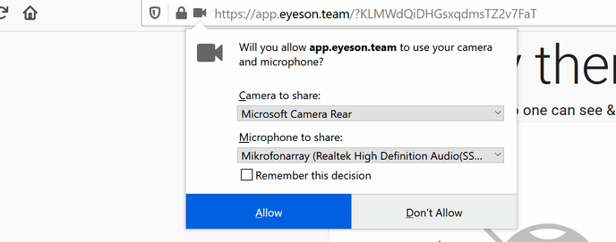 Allow access to your cam / mic
