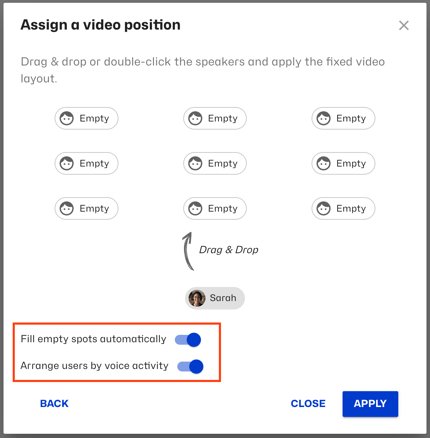 Screenshot Assign video position