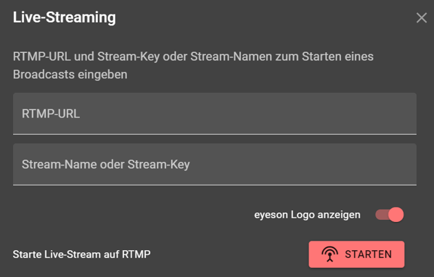 Screenshot Live Streaming Pop-up in eyeson