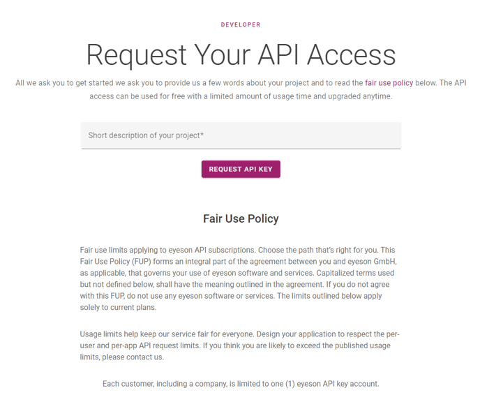 Screenshot Request API key