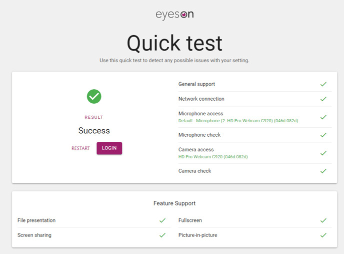 eyeson test tool