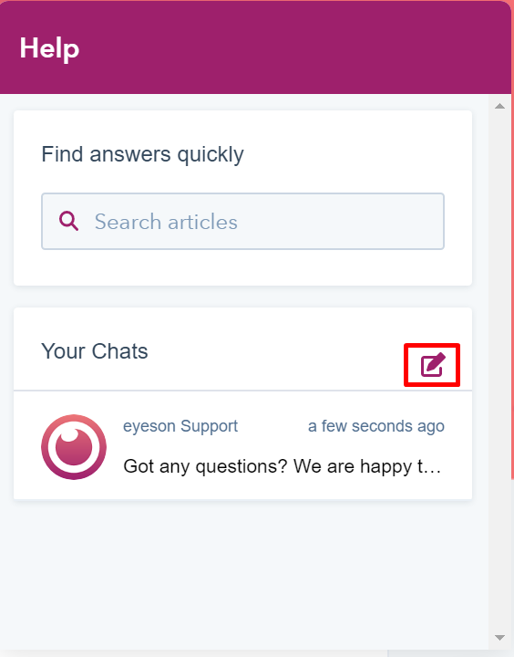 Screenshot Live Chat Support