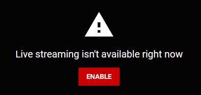Error: Live streaming isn't available right now