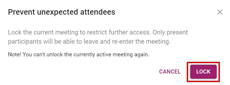 Notification received before you lock the active meeting